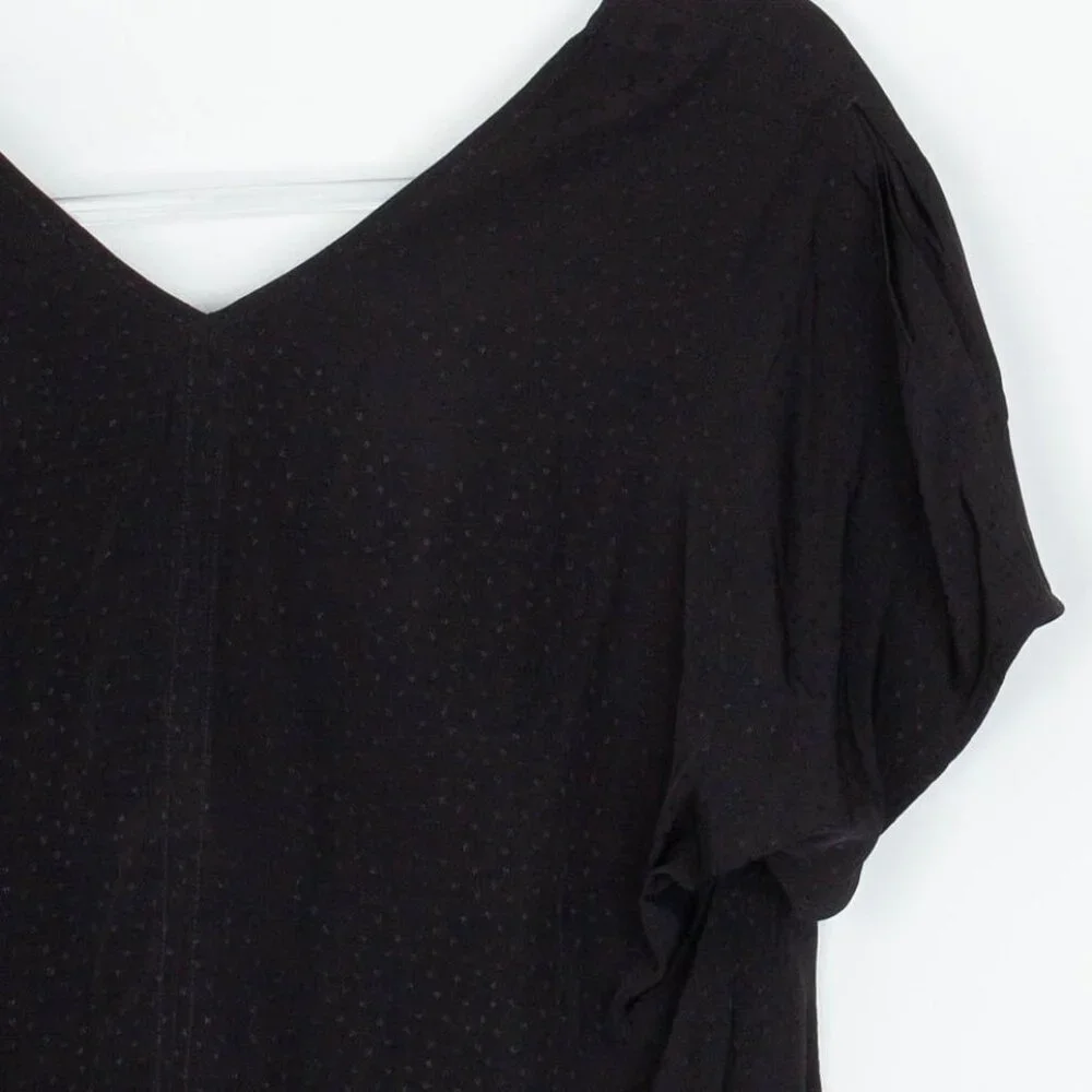 Madewell Womens Puff‎ Sleeve Top Floral Jacquard Size 14 Black Whimsigoth Witchy